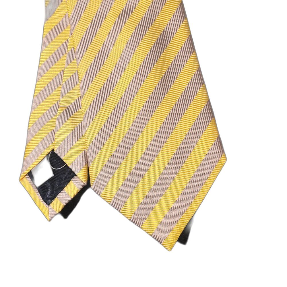 Burberry Yellow & Taupe stripe silk tie.